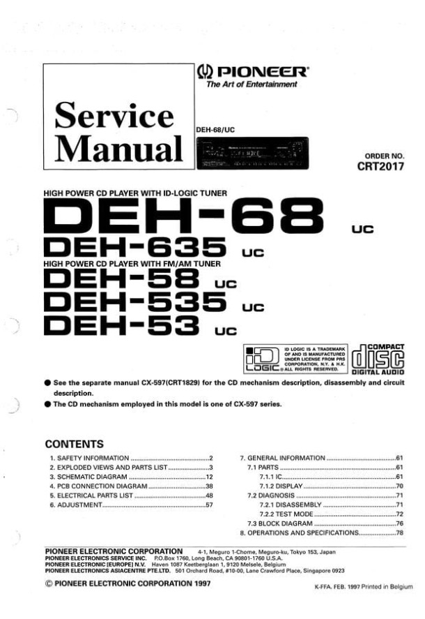 DEH-68, DEH-635, DEH-58, DEH-535, DEH-53, CX-597_CRT2017_CRT1829